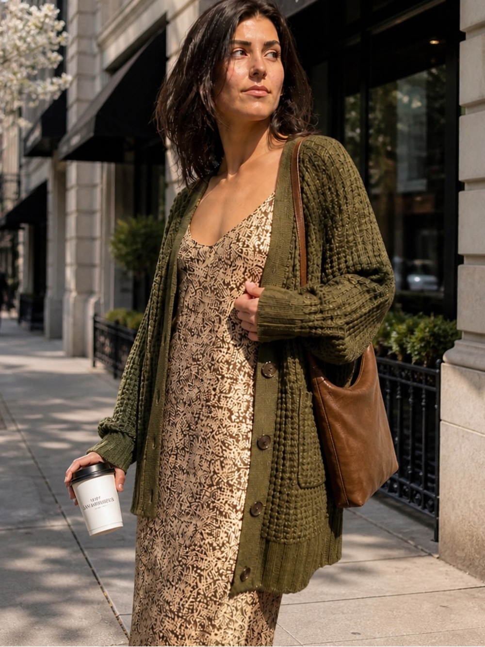 Nili Lotan Arlo Cashmere Cardigan | Olive Green
